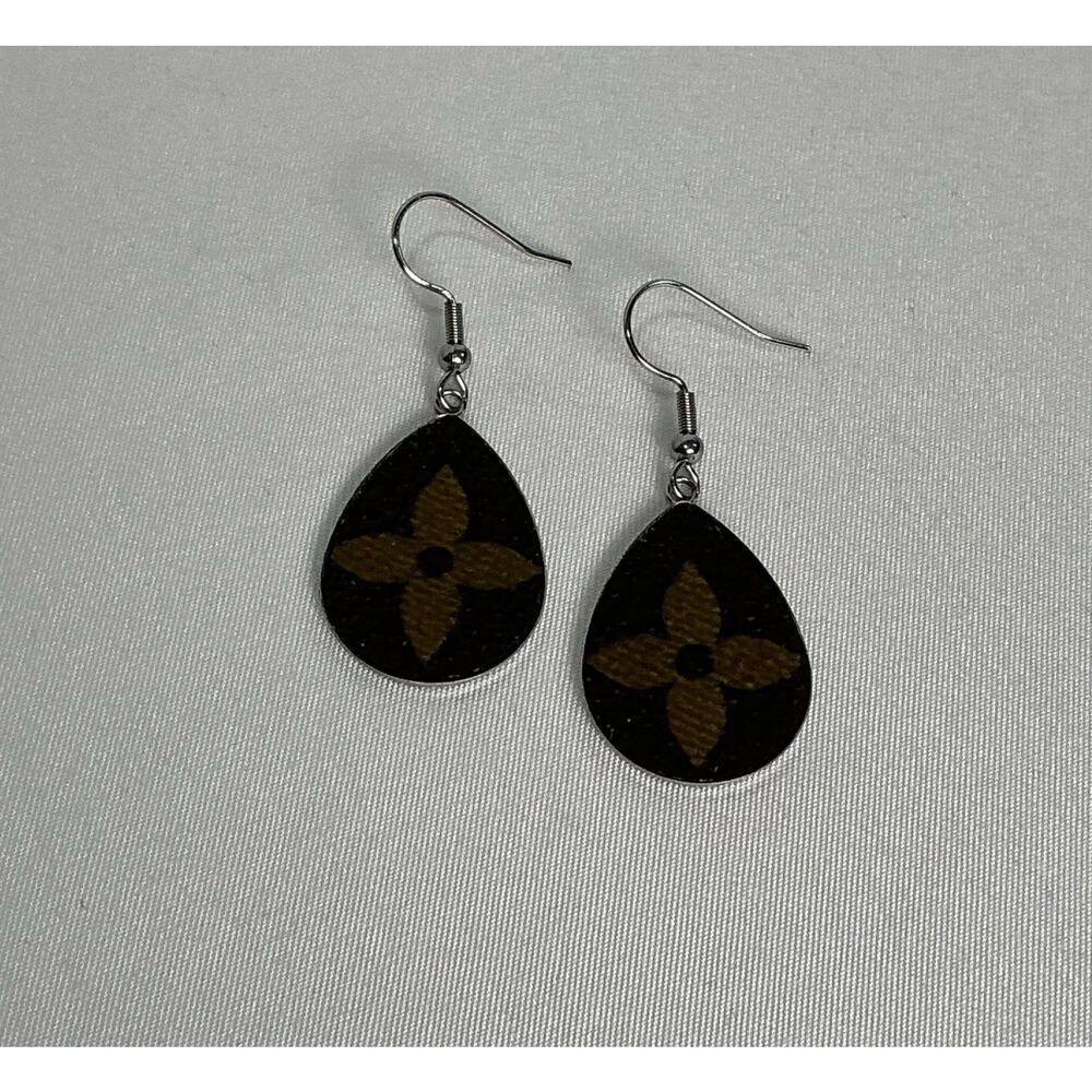 Louis Vuitton Monogram Canvas Silver Teardrop Earrings